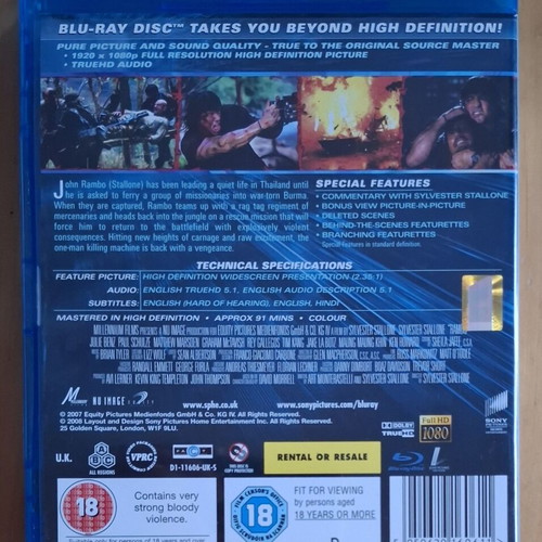 Rambo Blu-ray with English subtitles, action thriller
