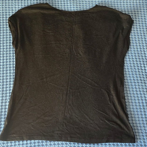 Black blouse with subtle chest design, size Large/Extra Large