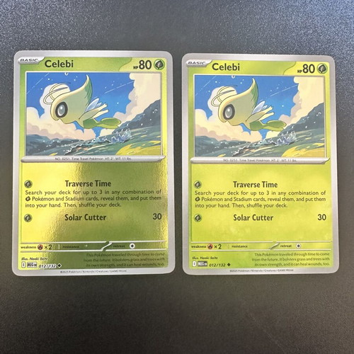 Celebi 012/132 Mega Evolution Pokemon cards, normal and reverse