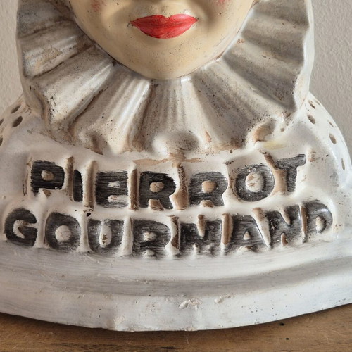 Pierrot Gourmand antique confectionery counter display bust