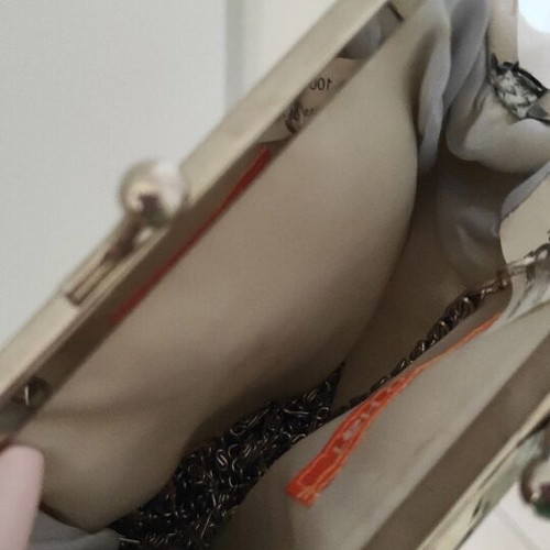 Handbag with Embroidered Pearls like new, with Chain