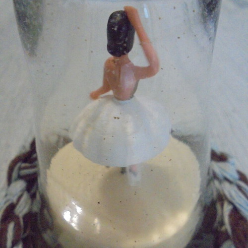 Vintage ballerina music box figure used with glass dome