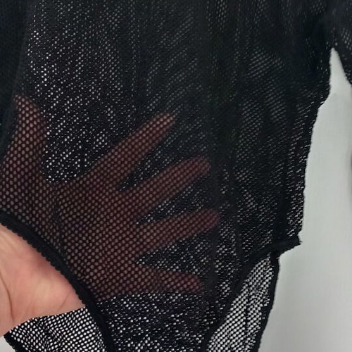 Mesh bodysuit new, elastic fabric, black, sizes M/L/XL
