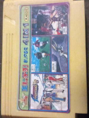 8-bit game cartridge with Street Fighter and FIFA used for Nintendo