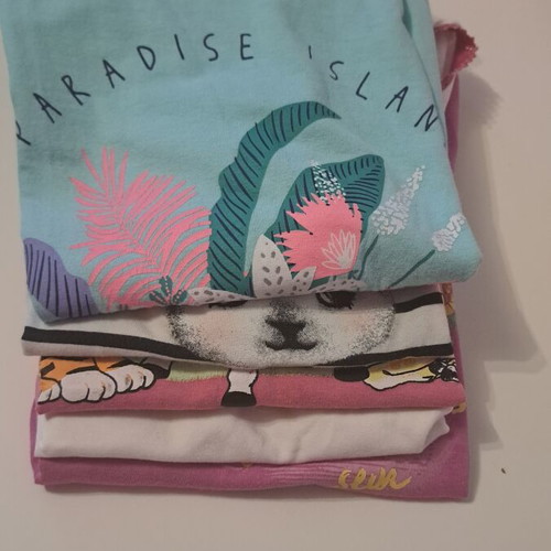 Girls' short-sleeve shirts used, pack of 5, colorful brands