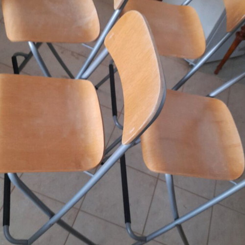 IKEA folding bar chairs, set of 4, wood and metal