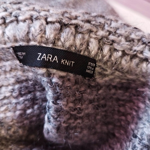 Zara gray pullover with beautiful knit, size S, like new