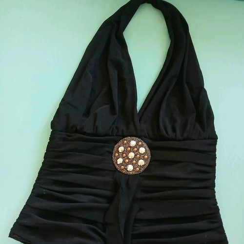 Unique halterneck corset size M/L like new, black
