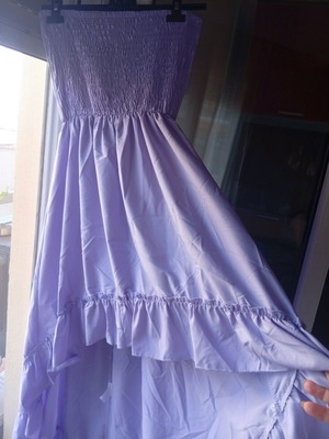 Strapless Lilac Dress One Size new, long back with ruffles