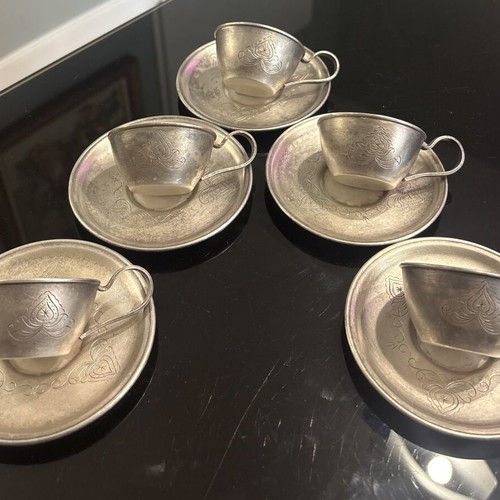 Retro Soviet collectible coffee cups with saucers set of 5, like new, melchior USSR