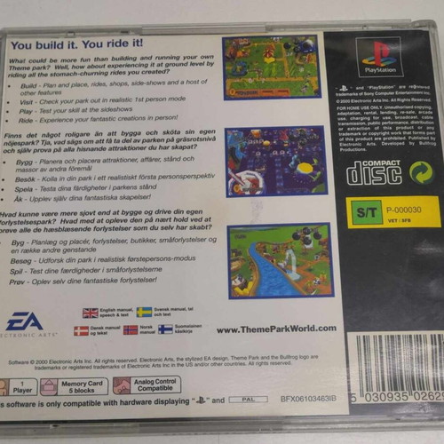 Theme Park World PlayStation 1 used, complete with booklet