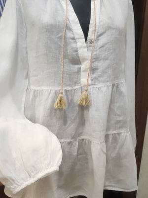 Linen blouse 0039 Italy like new, boho style, white