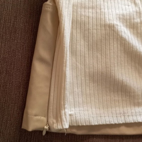 Lynne sleeveless vintage top, beige, faux leather detail
