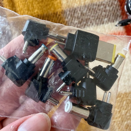 DC power adapters set like new, various sizes