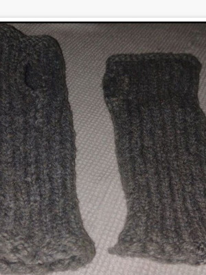 Fingerless gloves used, handmade knit, gray