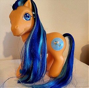 Hasbro My Little Pony G3 WISHAWHIRL Orange 2002 with Blue Hair Pinwheel symbol