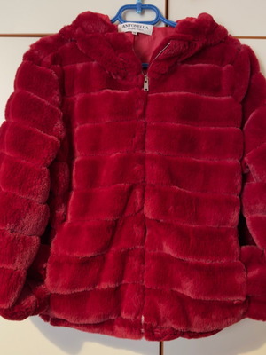 Antonella burgundy jacket like new, faux fur, size 48