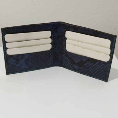 Handmade embossed wallet from genuine cow leather, new, black and blue