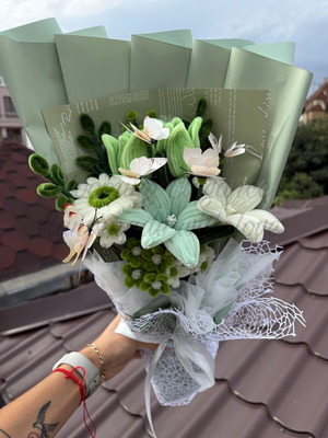 Eternal bouquet custom made with plush flowers and butterflies