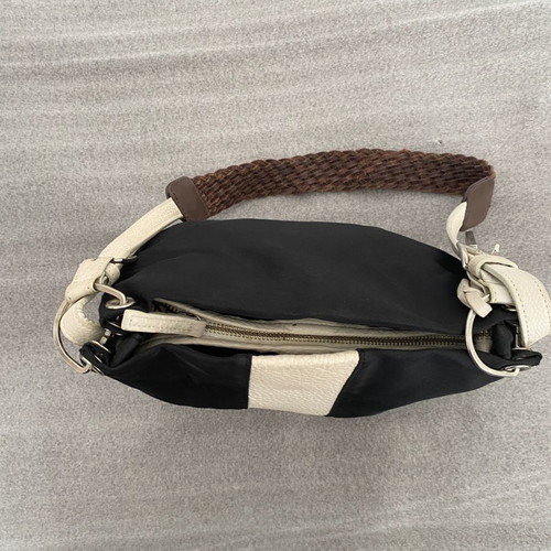 Cerruti 1881 shoulder bag used, polyester and leather, black and white