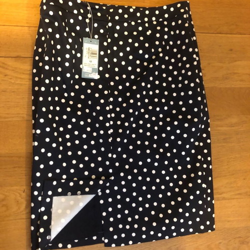 M&S spring skirt new, blue-white polka dot, size 12