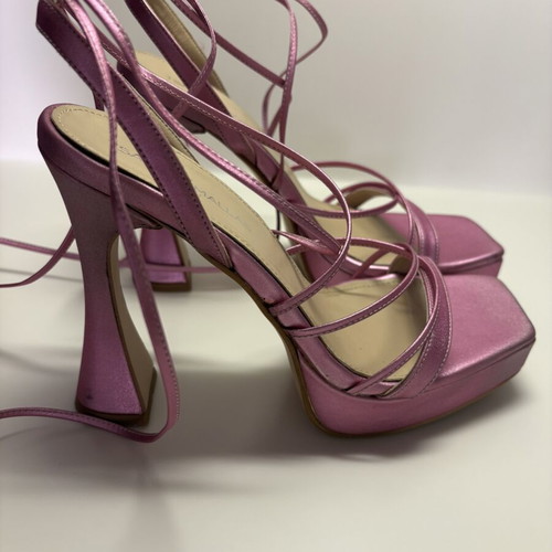 Tsakiris Mallas pink metallic platform sandals size 38 like new, 12 cm heel
