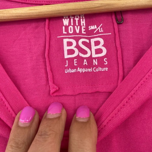 Bsb asymmetrical top like new, fuchsia, size Small
