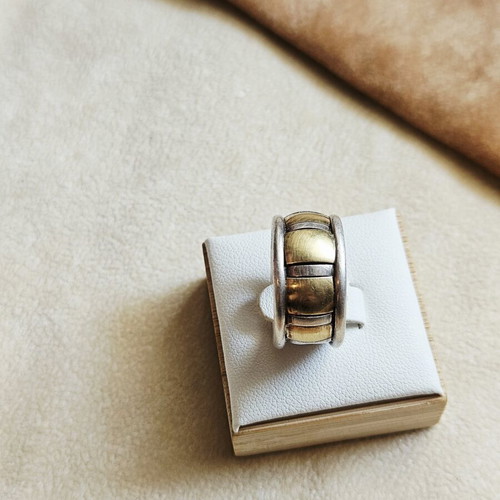 Vintage ring 750 gold and 925 silver