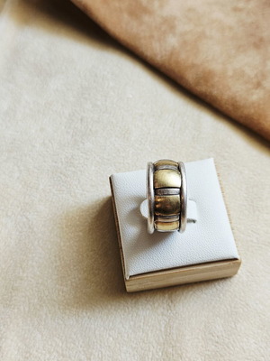 Vintage ring 750 gold and 925 silver