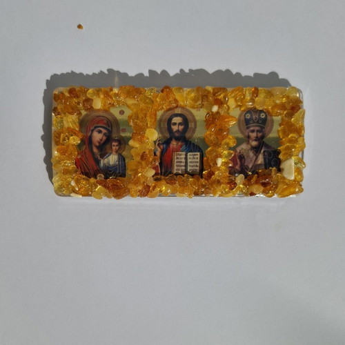 Triptych car icon with natural amber new