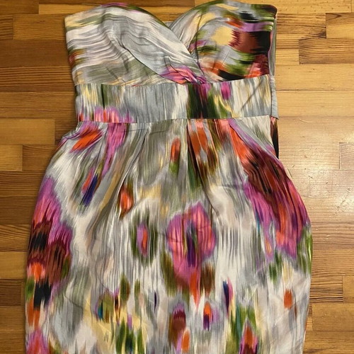 Warehouse medium strapless silk dress used, multicolor