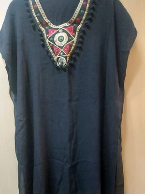 Caftan blouse summer, semi-transparent with decoration