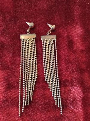 Long earrings with tassels and ball chains used