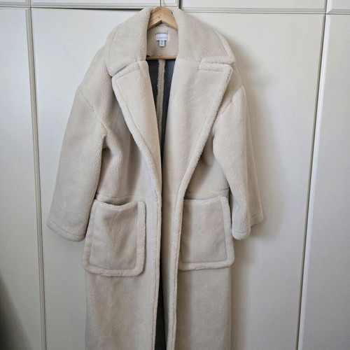 Topshop oversized coat with faux fur look like new, beige