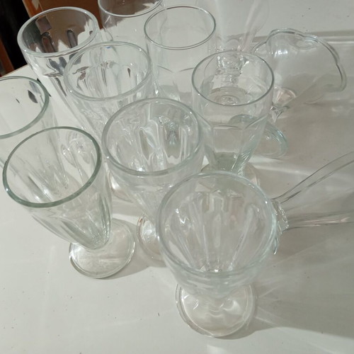Ice cream glasses and bowls set of 12 like new, thick glass