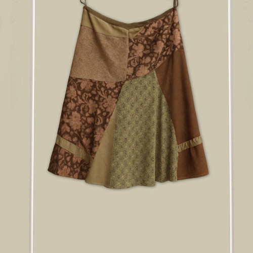Boho Patchwork Midi Skirt L Derhy like new, vintage style