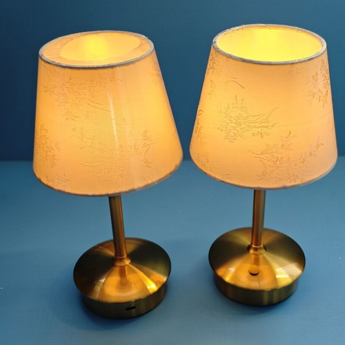 Egobasic cordless table lamps set of two new gold with fabric shades