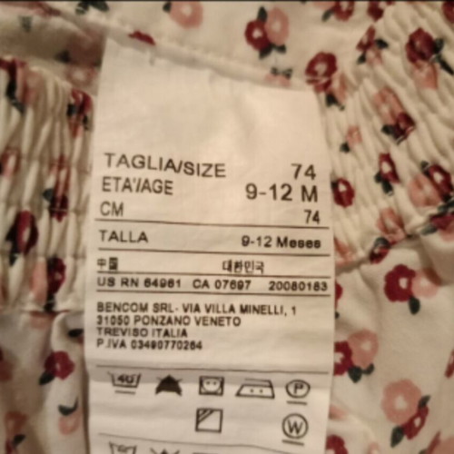 Benetton Floral Summer Baby Shorts like new, 9-12 months