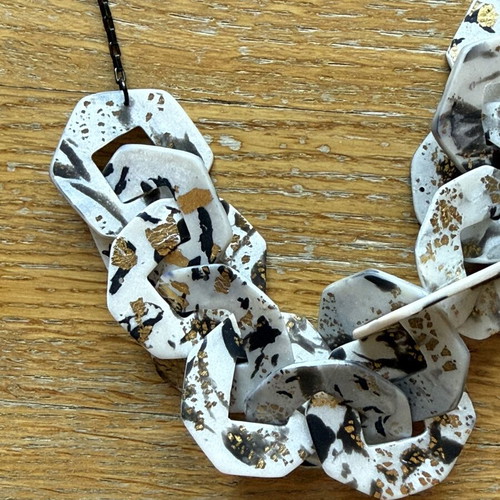 Women's Necklace from Polymer Clay and Steel Chain like new