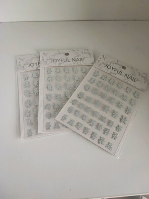 Nail decorative stickers teddy bear glitter 3D, pack of 3 sheets