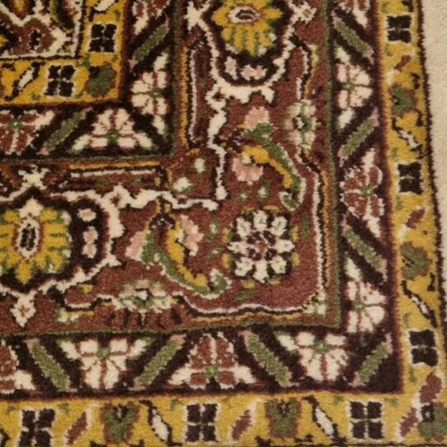 Wool rug authentic used with small patch and missing fringes 3x2.15