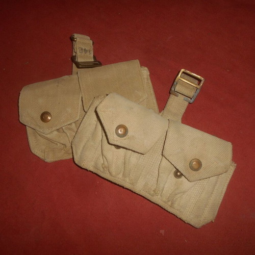 English Canvas Pouches for Lee-Enfield Cartridges used, set of 2, 1942 WWII