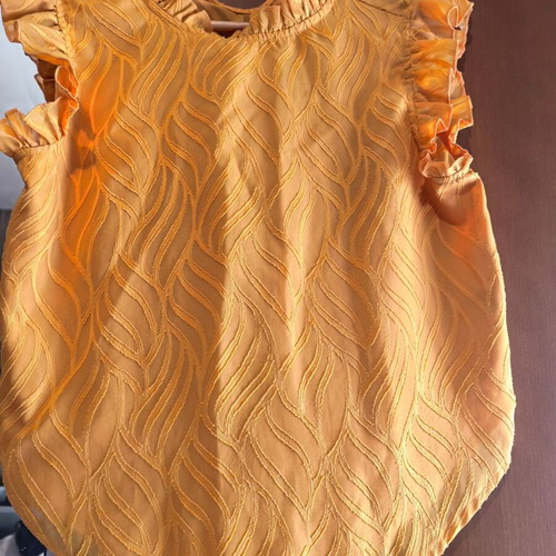 Shein summer blouse like new, orange with distinctive sleeves size M