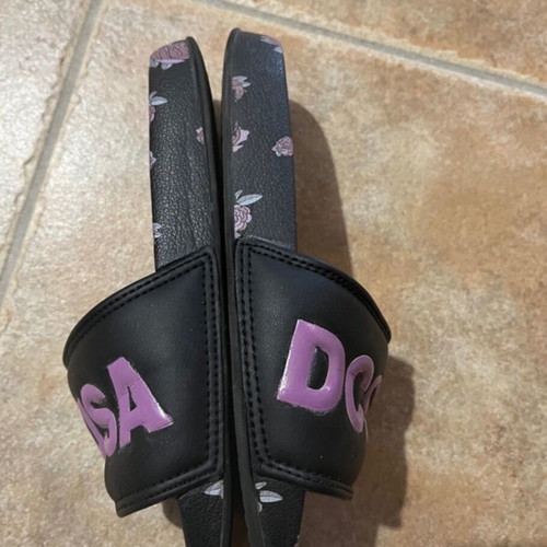 DC Shoes Slides floral used, size 36-37, black and purple