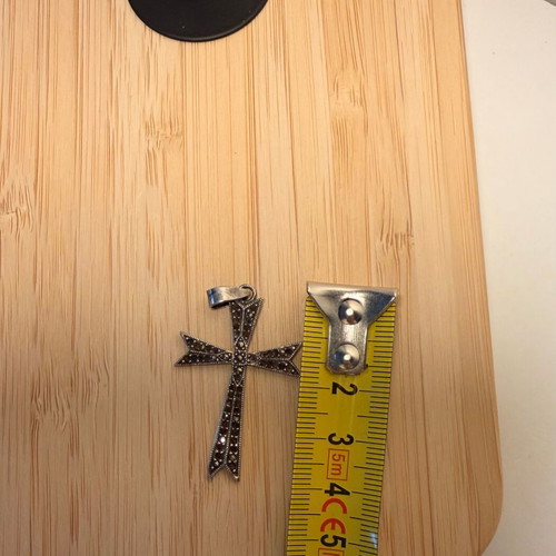 Silver Christian Cross 925 used, missing some diamonds
