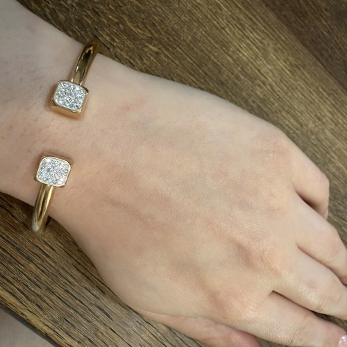 Gold stainless steel bracelet with zirconia new