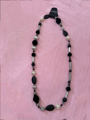 Boho necklace new with black, white and silver beads