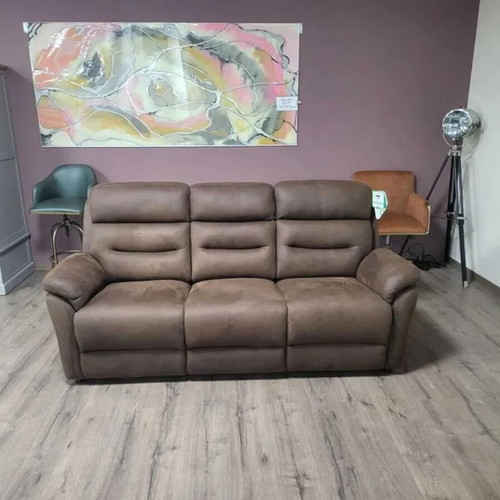 Brown fabric sofa three-seater new