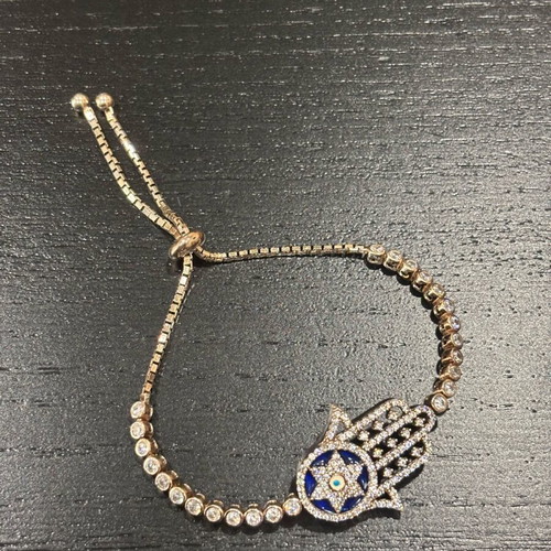 Hamsa bracelet with zircon adjustable strap like new