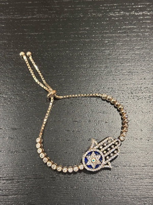Hamsa bracelet with zircon adjustable strap like new